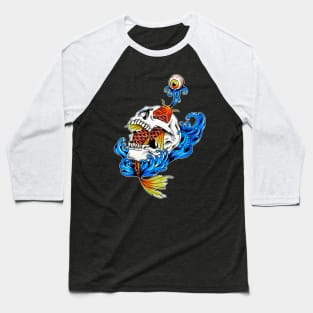 Fish through Skull Baseball T-Shirt